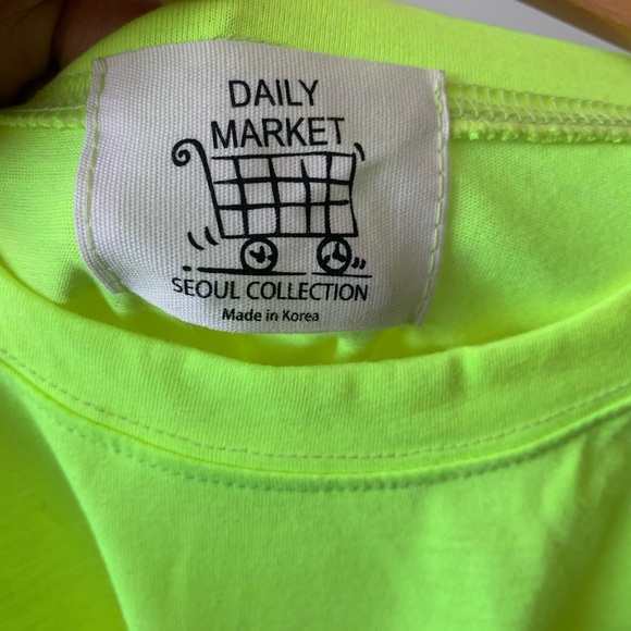 Neon Yellow Super Oversized Korean Cotton Graphic Tee - Picture 5 of 5